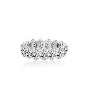 14k white gold diamond eternity band. - 10618