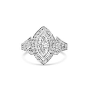 14k white gold diamond ring. - 10623