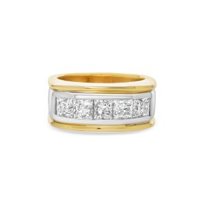 14k 2-tone diamond men's ring. - 10675