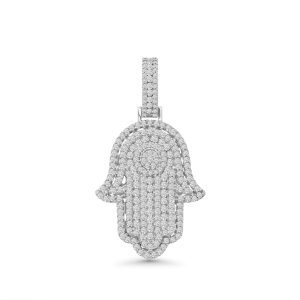 14k white gold diamond pendant. - 10697