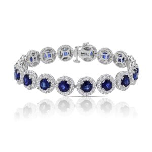 18k white gold diamond and colored stone bracelet. - 10722