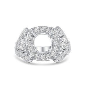 14k white gold diamond ring. - 10763