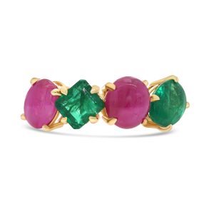 14k yellow gold colored stone cocktail ring. - 10808