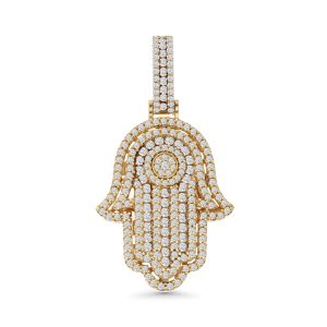 14k yellow gold diamond pendant. - 10811