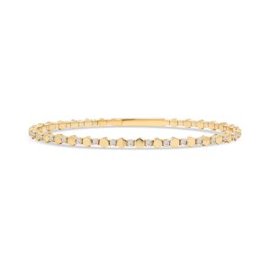 14k yellow diamond bangle bracelet. - 10828