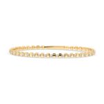 14k yellow gold diamond bangle bracelet. - 10829