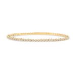 14k yellow gold diamond bangle bracelet. - 10830