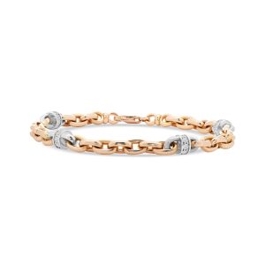 14k two tone linked diamond bracelet. - 10921