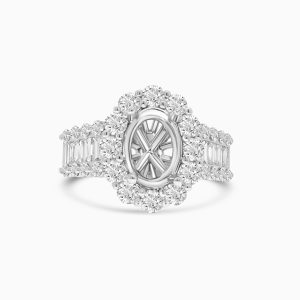 14k white gold diamond semi-mount ring. - 10935
