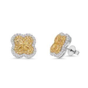 14k two-tone diamond earrings - 10949