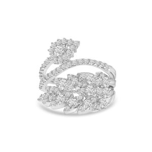 14k white gold diamond cocktail ring. - 11151