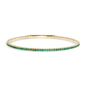 14k yellow gold colored stone flexible bangle. - 11198