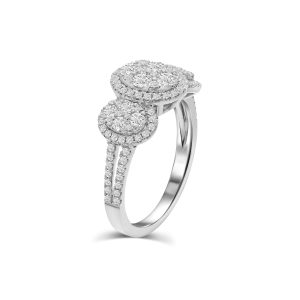 14k white gold diamond cluster cocktail ring. - 11239