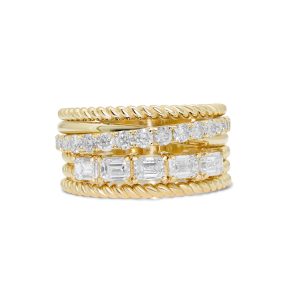 14k yellow gold diamond cocktail ring. - 11607