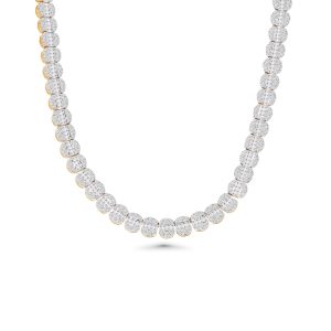 14k yellow gold diamond necklace. - 11721