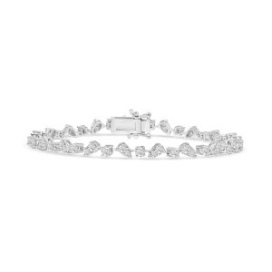 14k white gold diamond tennis bracelet. - 11793