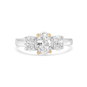 14k two tone 3 stone ring. - 11805