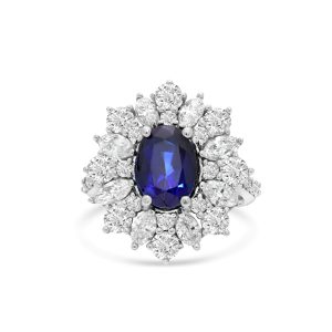 18k white gold diamond and colored stone ring. - 10004