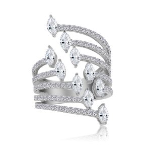 18k white gold cocktail ring. - 10149