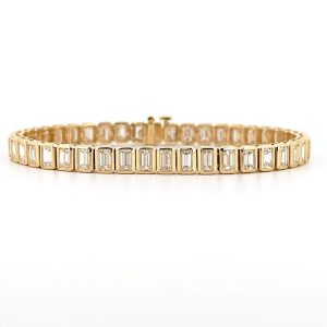 18k yellow gold bezel set tennis bracelet - 10170