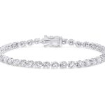 14k white gold diamond tennis bracelet. - 10183