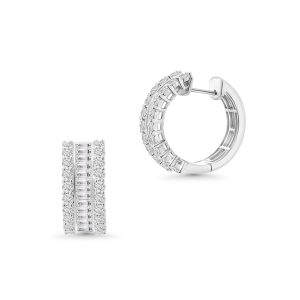 18k white gold diamond huggie earrings - 10240