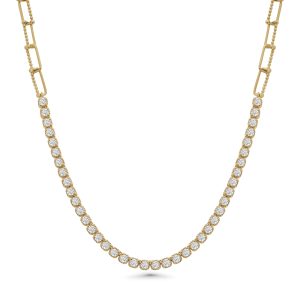 14k yellow gold diamond necklace. - 10272