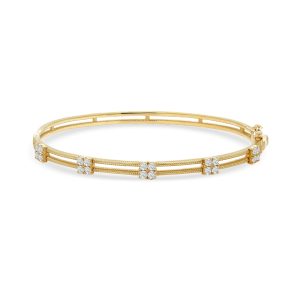 14k yellow gold diamond bangle. - 10275