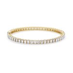 18k yellow gold diamond bangle. - 10281