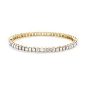 18k yellow gold diamond bangle. - 10281