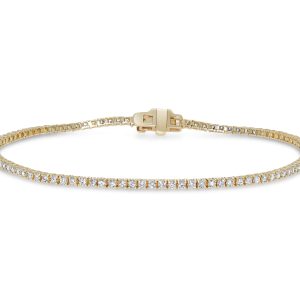 14k yellow gold diamond tennis bracelet. - 10336