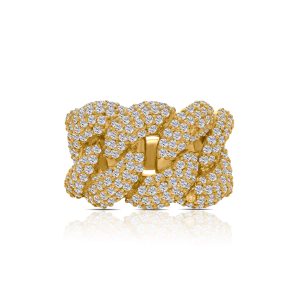 14k yellow gold diamond cuban ring - 10351