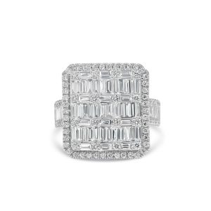 18k white gold diamond ring. - 10413