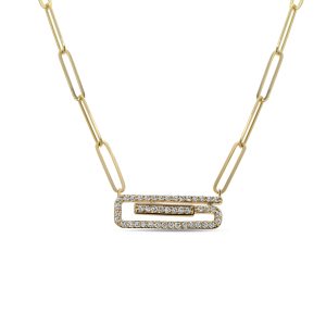 14k yellow gold diamond pendant. - 10422