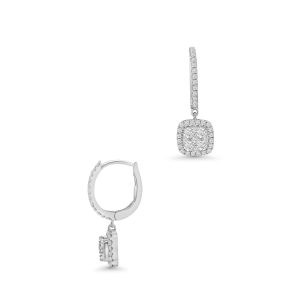 18k white gold diamond drop earrings. - 10431