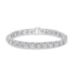 14k white gold diamond tennis bracelet. - 10490