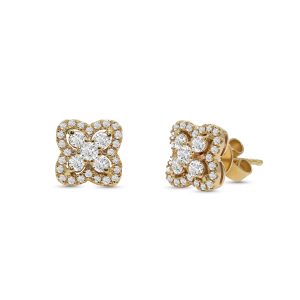 14k yellow gold diamond earrings. - 10577