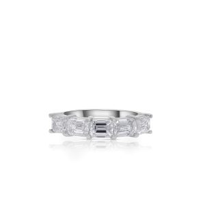 14k white gold diamond band. - 10617