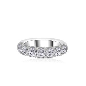 14k white gold diamond band. - 10619