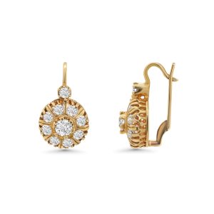 14k yellow gold diamond earrings. - 10624