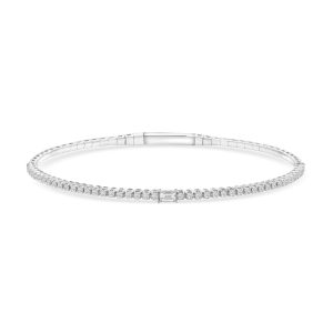 14k white gold diamond bangle. - 10642