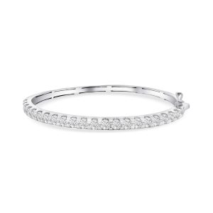 14k white gold diamond bangle. - 10673