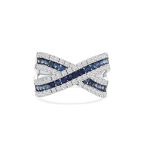 18k white gold diamond and colored stone ring. - 10678