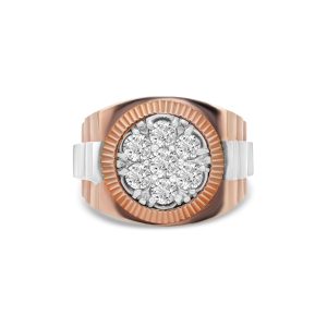 14k 2-tone diamond men's diamond ring. - 10681