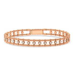 14k rose gold flexible diamond bangle bracelet. - 10700