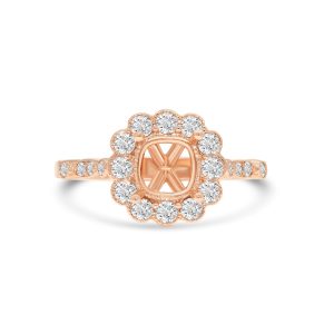 14k rose gold diamond semi-mount ring. - 10758