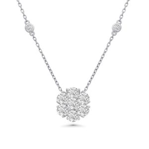 14k white gold diamond necklace. - 10775