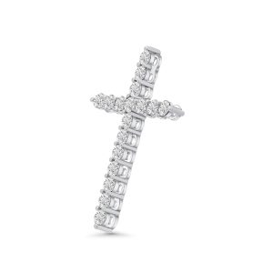 14k white gold diamond cross. - 10776