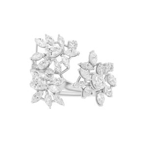 14k white gold diamond cocktail ring. - 10782