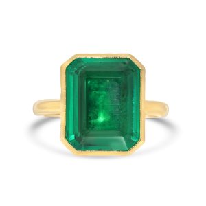 18k yellow gold colored stone ring. - 10788